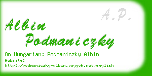 albin podmaniczky business card